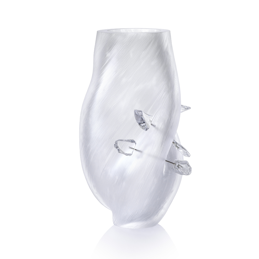 Váza GLACIAL PLEATS Unreality 40 cm clear