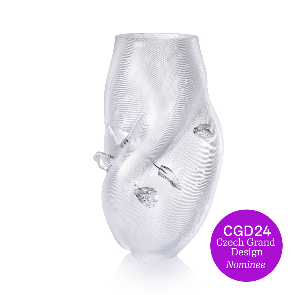 Váza GLACIAL PLEATS Unreality 40 cm clear