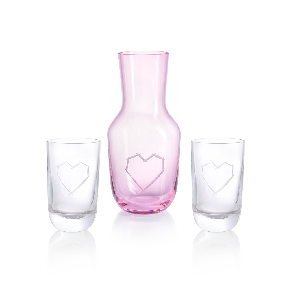 Love I Carafe Pink 1200 ml + 2 Glasses Love I 320 ml