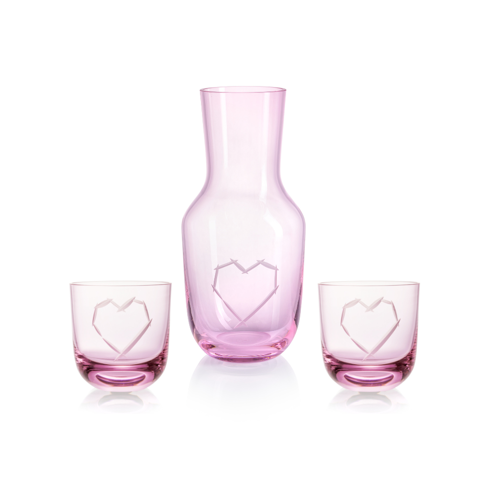 Love I Carafe 1200 ml Pink + 2 Glass Love I 200 ml Pink